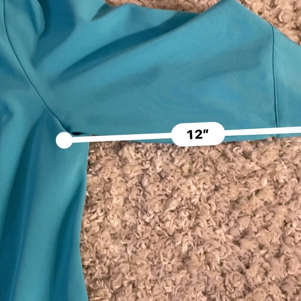 Cathy Che Stretch Teal Mandarin Collar Blouse 14/16W - Picture 8 of 8